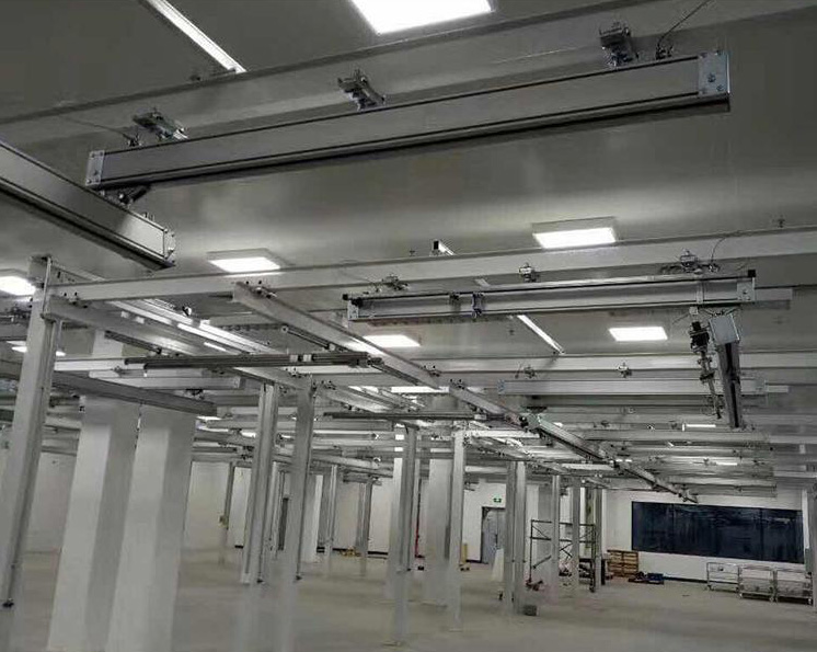 Ceiling-mounted aluminum rail suspension crane