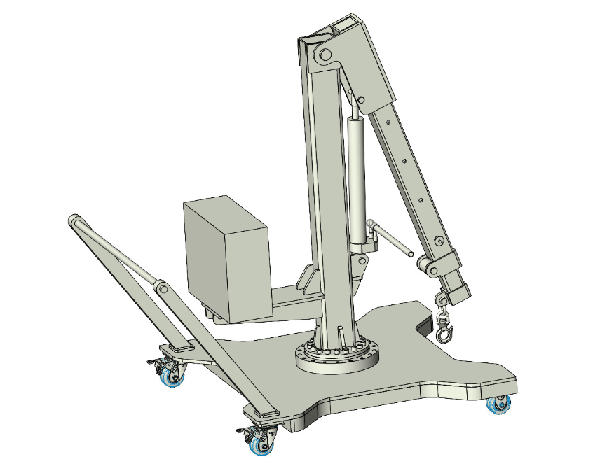 Hydraulic folding jib crane for cleanroom