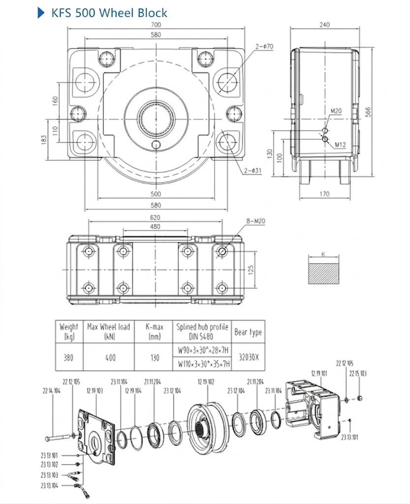 DRS 500 drive wheel block design drawing